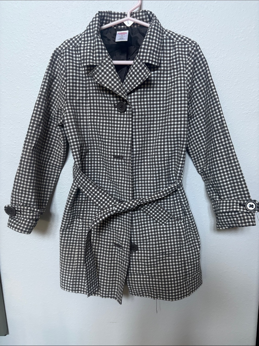 Gymboree Brownand White Gingham Trench Coat with Belt size s(5-6)